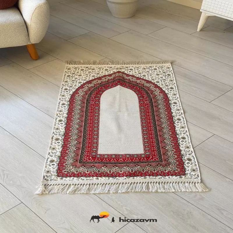 Anatolian Mihrab Design Prayer Rug (Red)