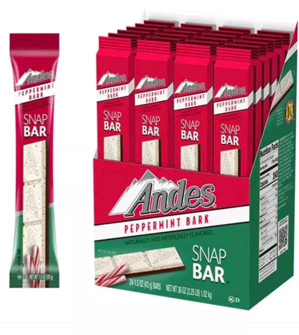 Andes Peppermint Bark Snap Bar - 24ct