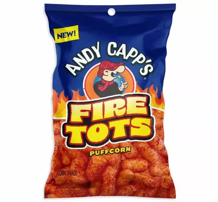 Andy Capp's Fire Tots Puffcorn: 12-Piece Case