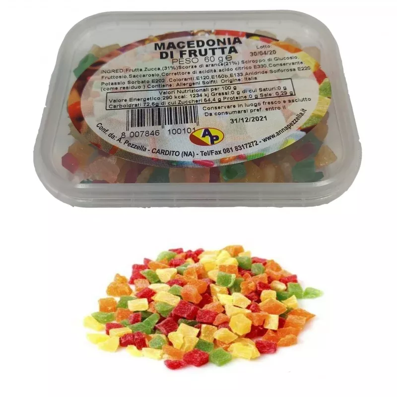 Anna Pezzella Diced Fruit Mix, Macedonia Di Frutta, 2.11 oz | 60g