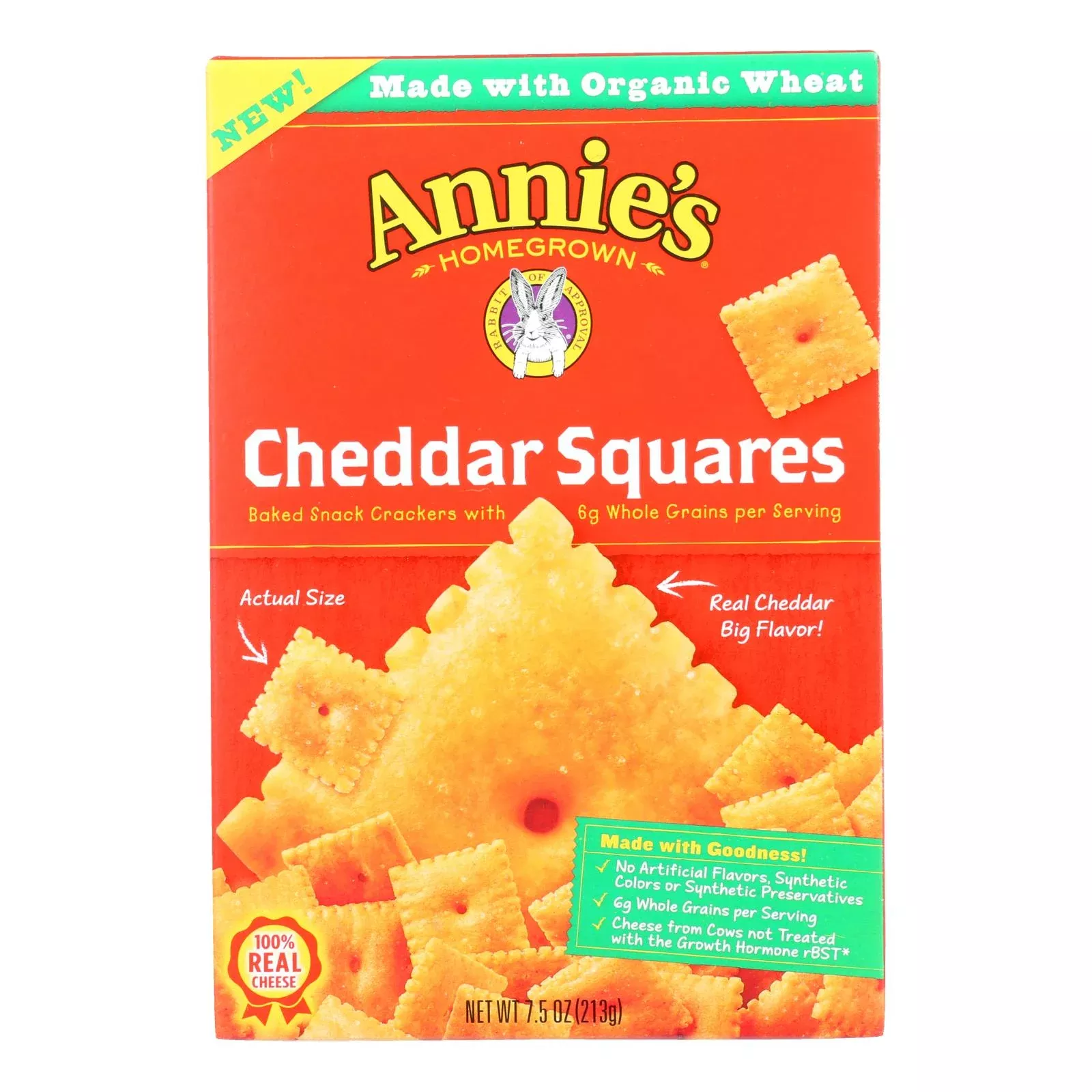 Annie's Homegrown - Cracker Chedder Sqrs - Case of 12-7.5 Ounce.