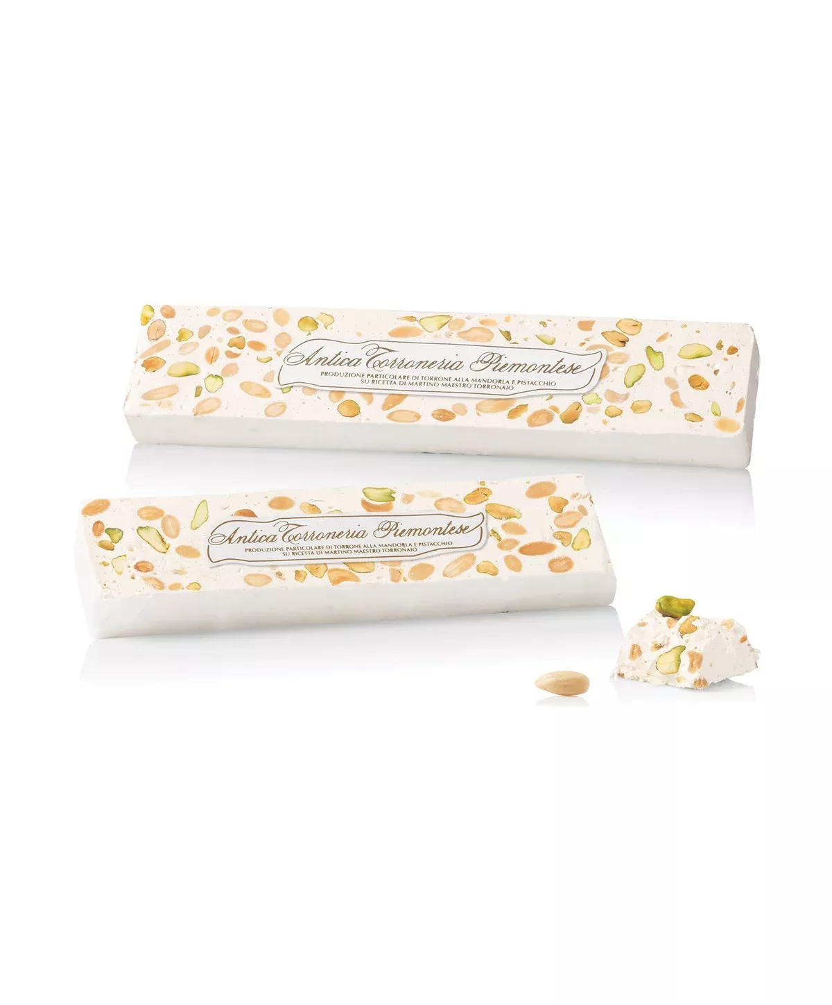 Antica Torroneria Piemontese Crunchy Torrone,Pistachio & Almond, 8.75 oz | 250g