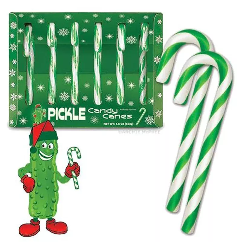 archie mcphee pickle candy canes – box of 6