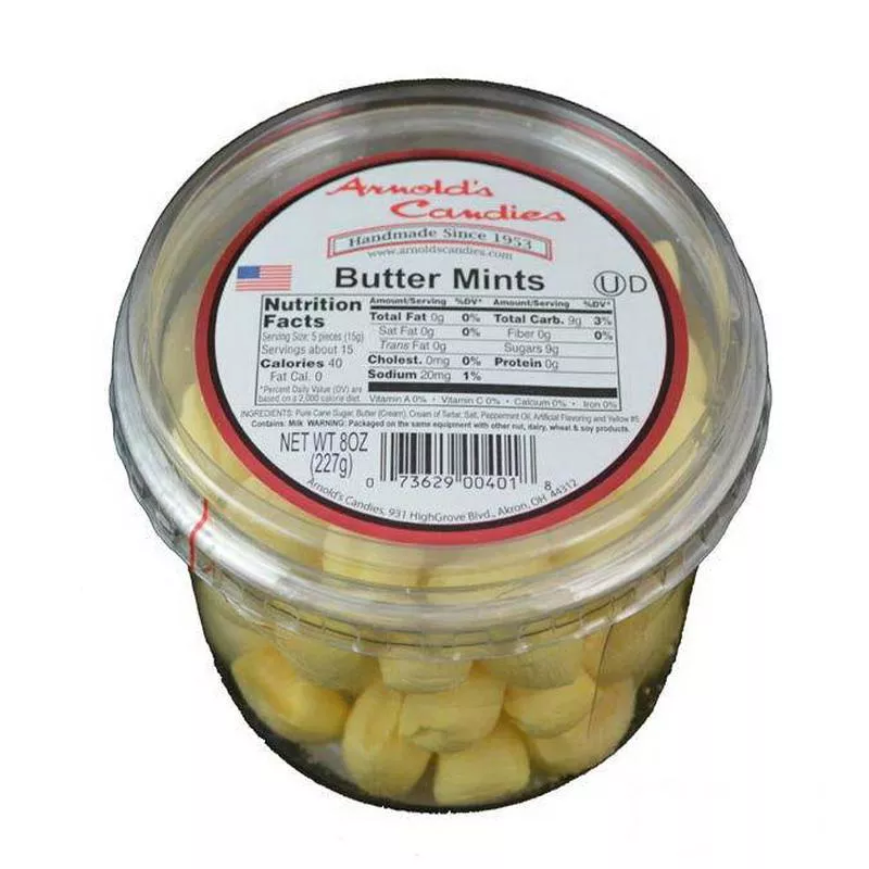 Arnold’s Candies Yellow Butter Mints Jars