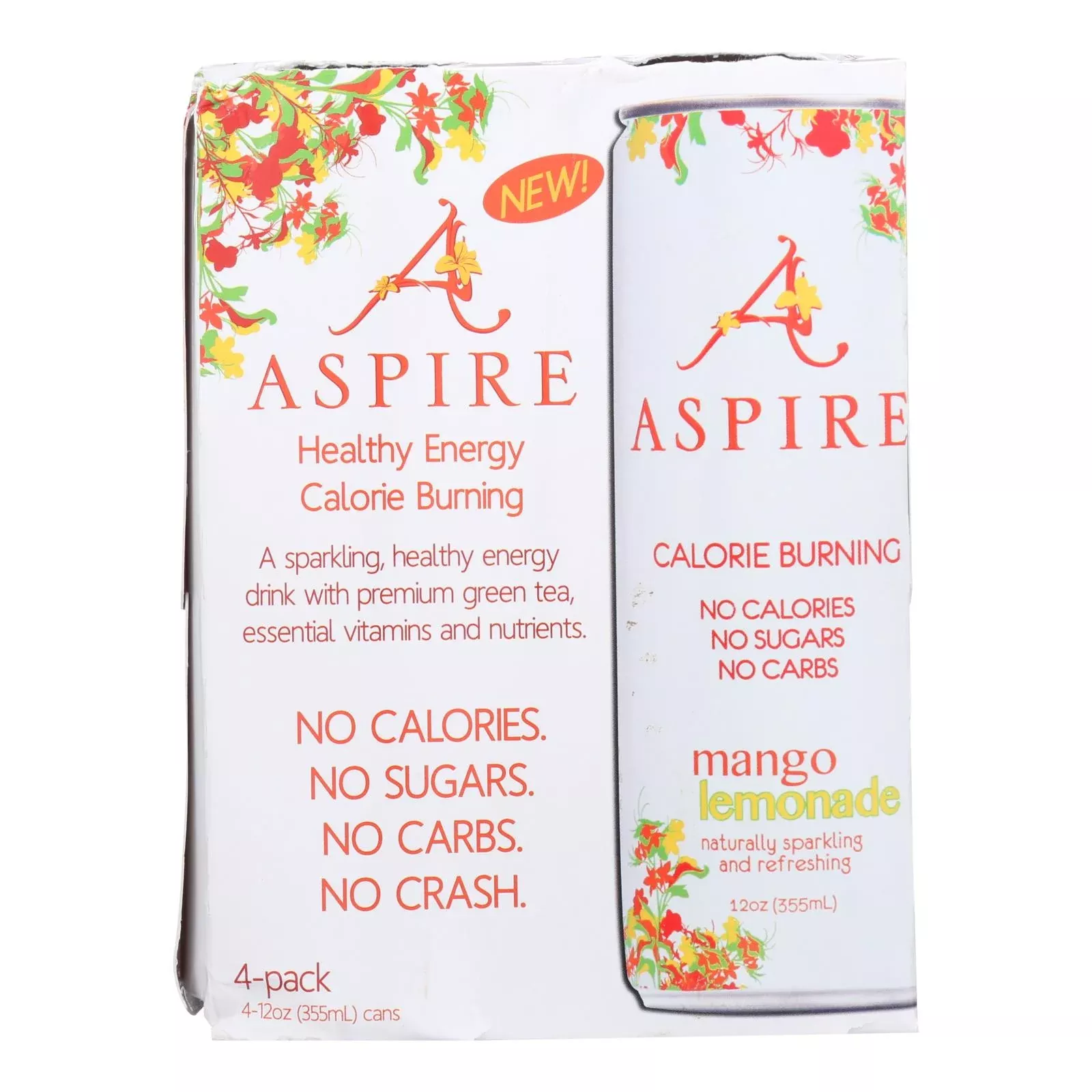 Aspire Mango Lemonade Sparkling Beverage - Case of 6 - 4/12 Ounce