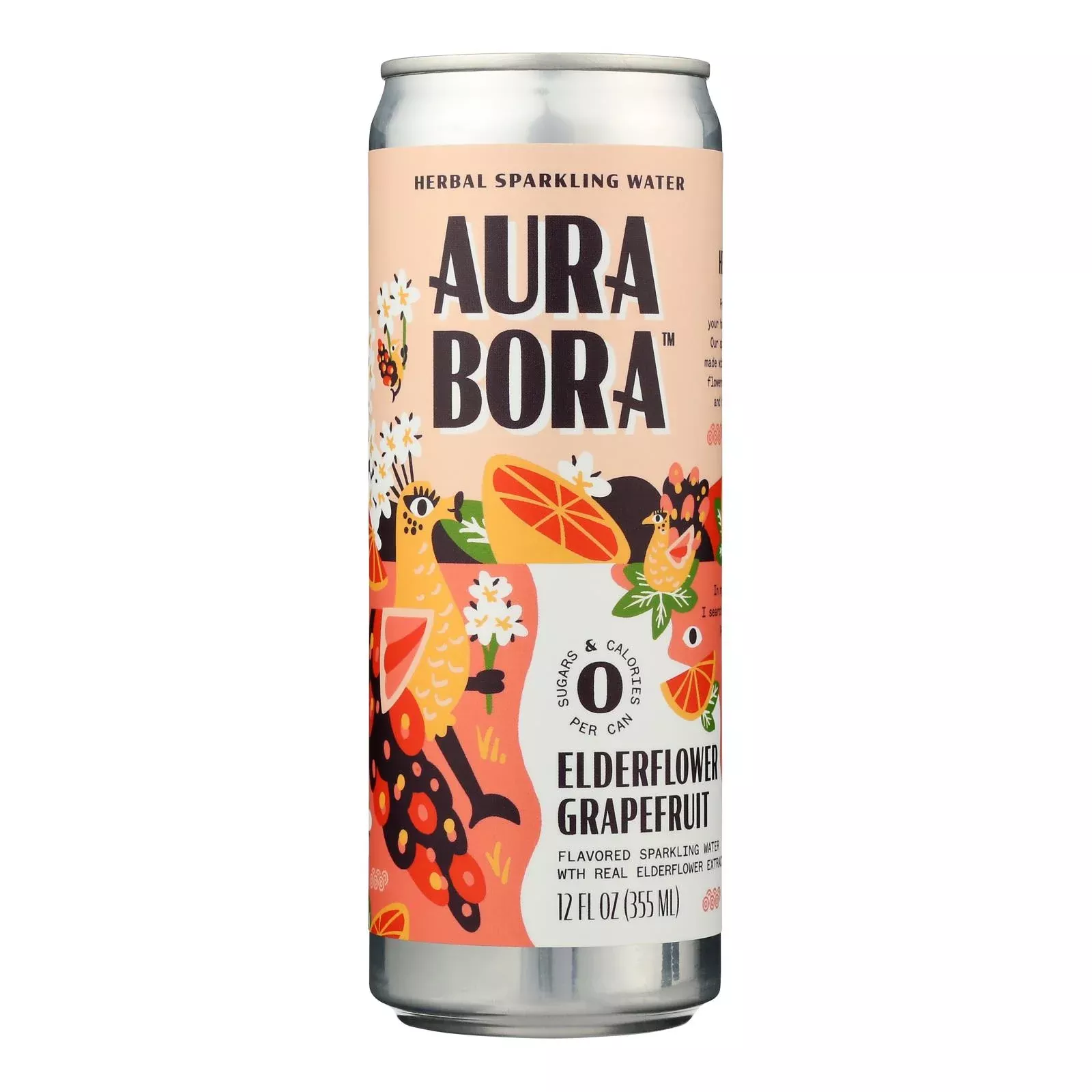 Aura Bora - Spk Water Eldflwr Grapefruit - Case of 12-12 Ounce