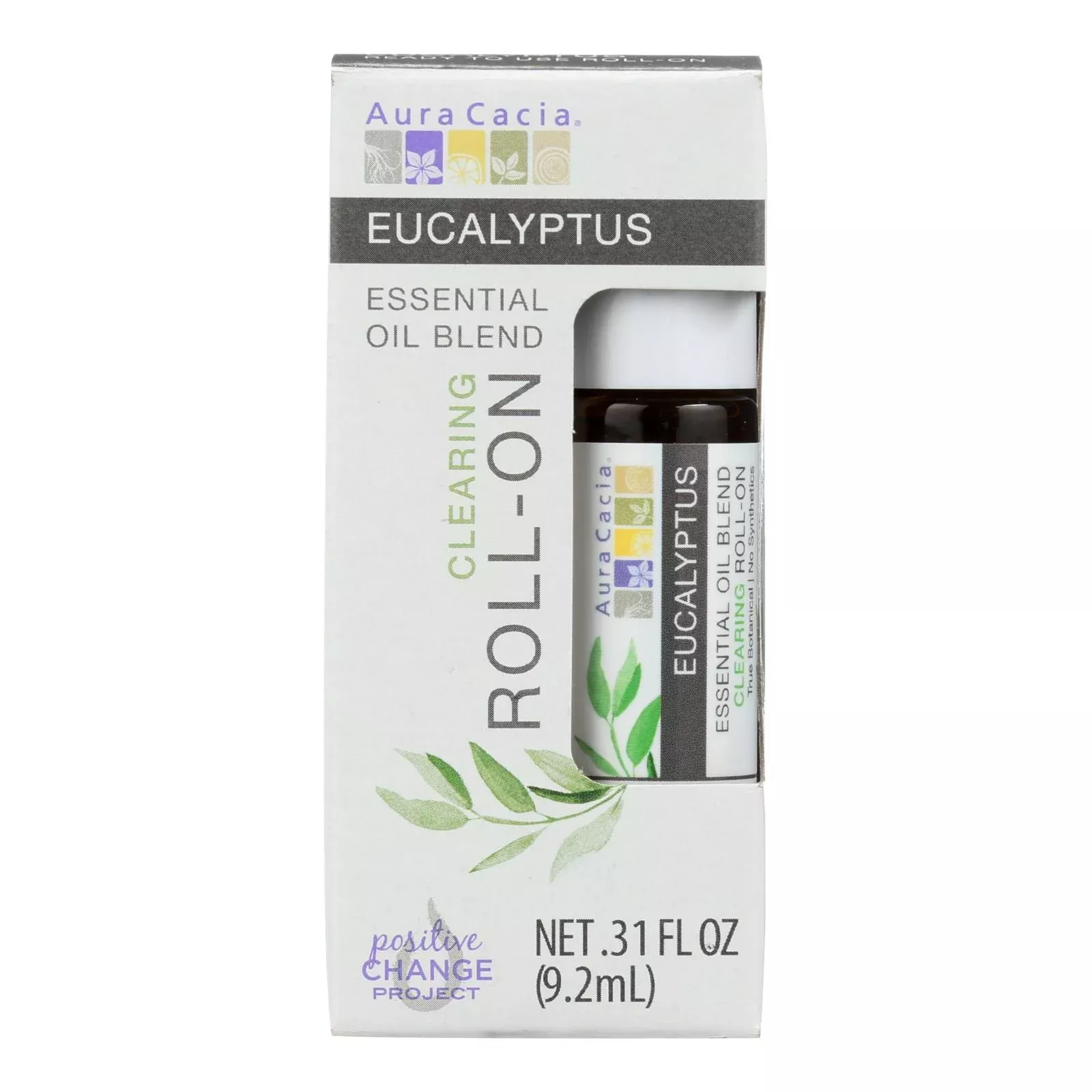 Aura Cacia - Roll On Essential Oil - Eucalyptus - Case of 4 - .31 Ounce
