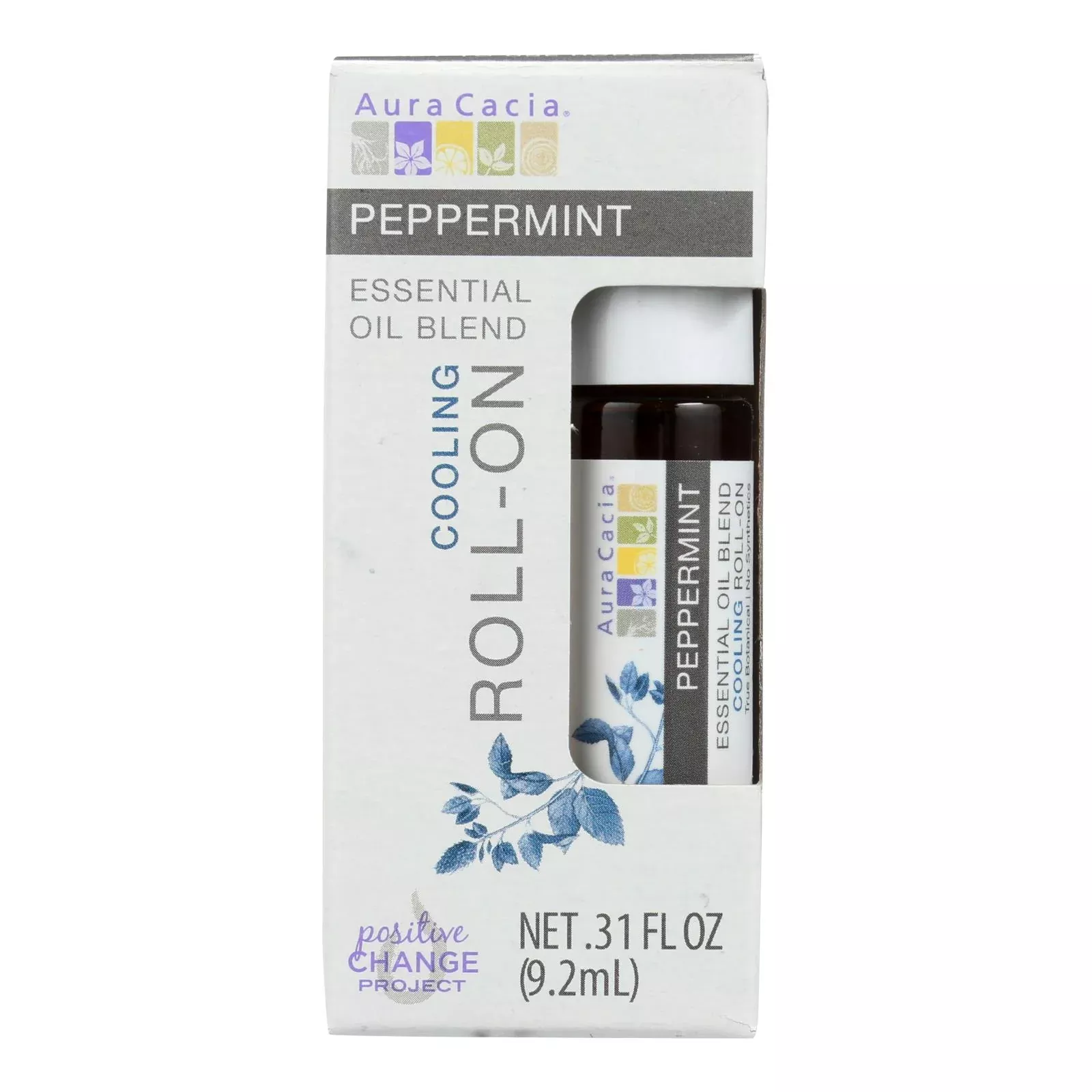 Aura Cacia - Roll On Essential Oil - Peppermint - Case of 4 - .31 fl Ounce