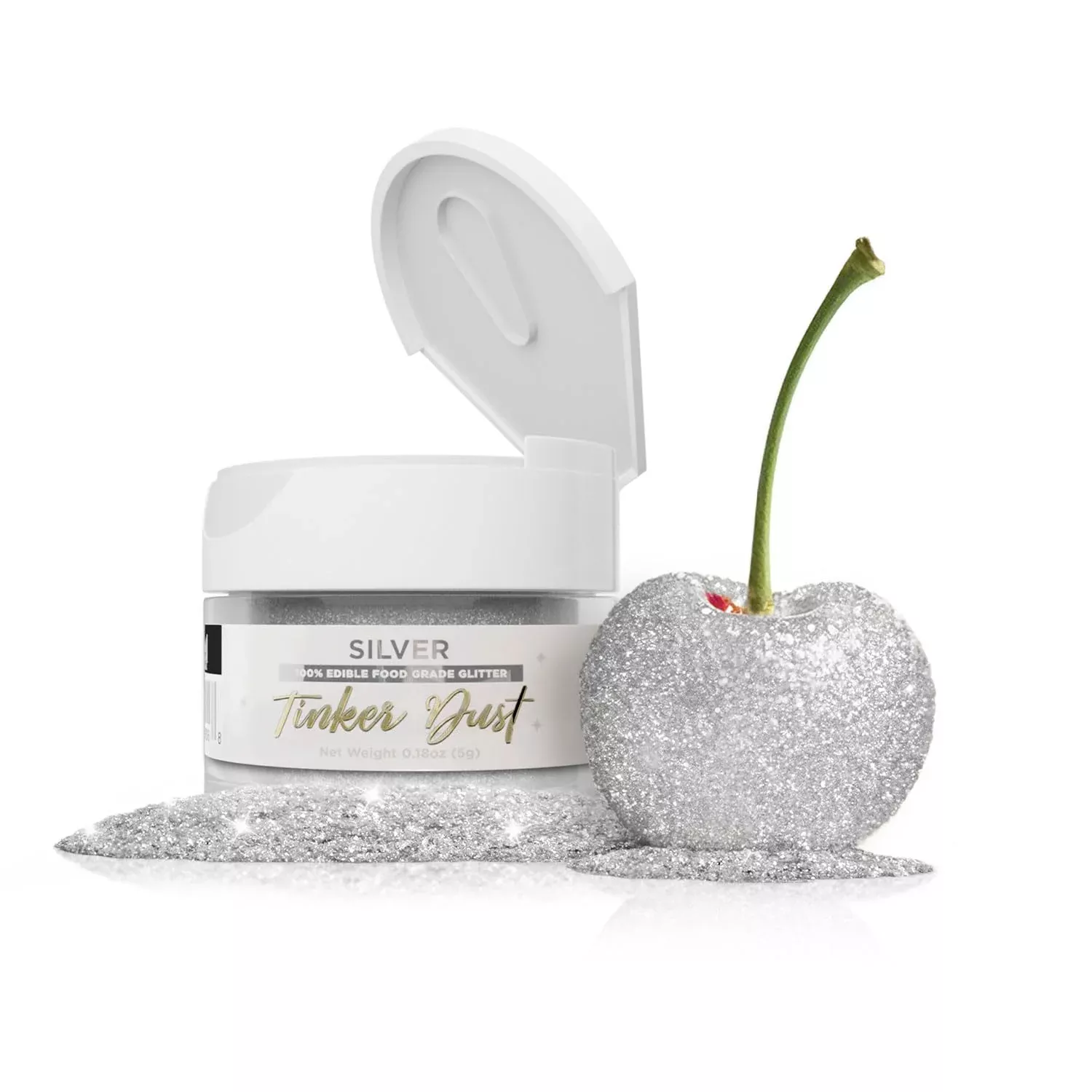 Bakell Tinker Dust - Silver (5G 1X Jar) | Edible Glitter For Cakes, Cupcakes, Cake Pops, Drinks