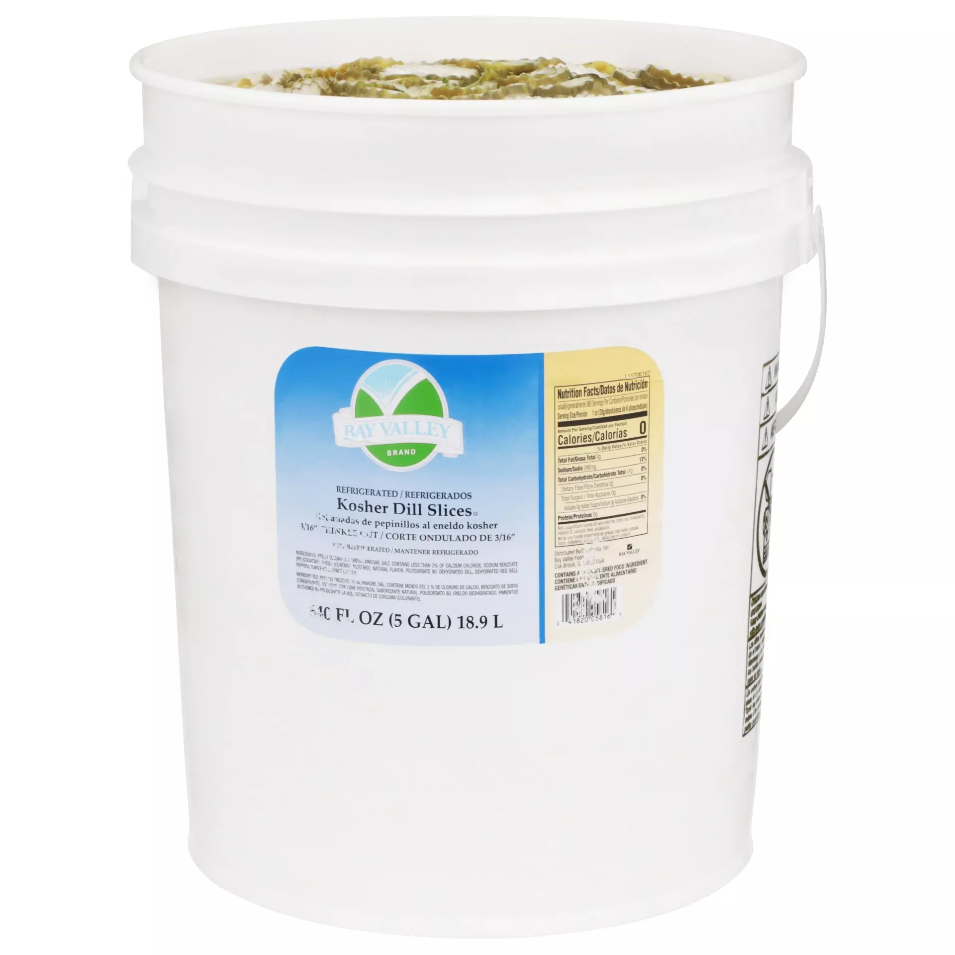 Bay Valley Refrig Bay Valley Gal Refrigerated Kosher Pickle Slices Crinkle Cut Case of 5 Gallon - 1 Per