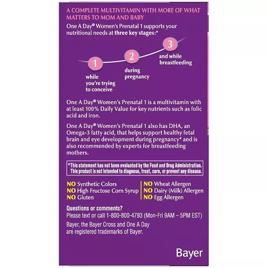 Bayer Oad Prenatal 1 Softgel 30 Count 2 Dozen