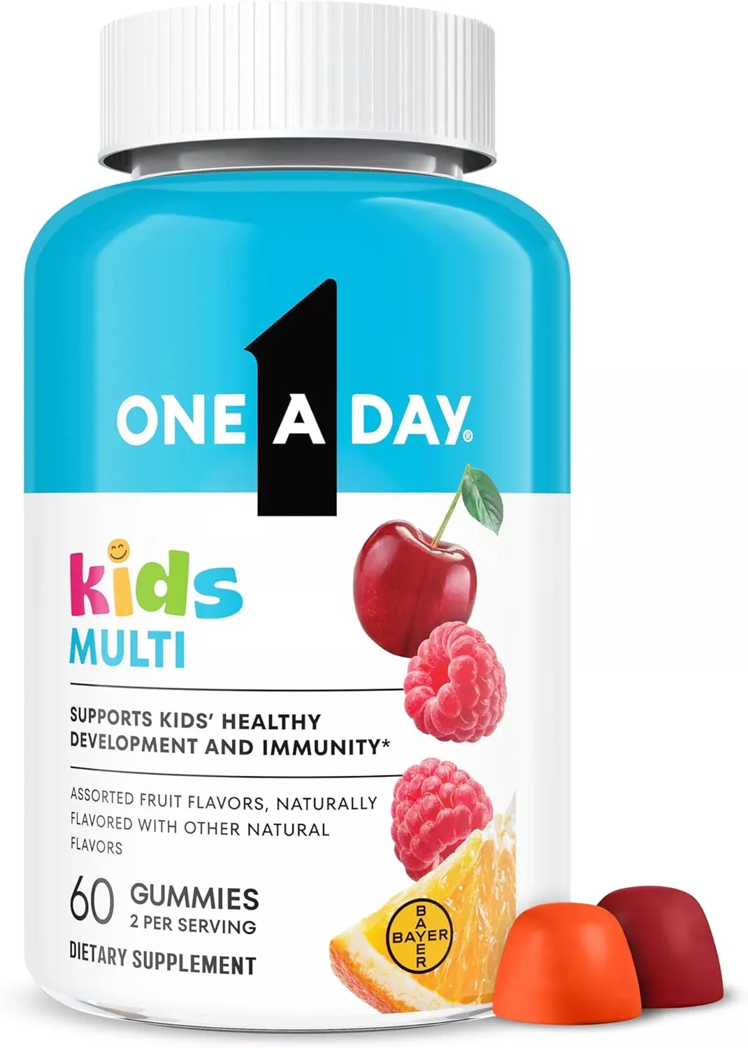 Bayer One A Day Kids Multivitamin Gummy, 60 Count, 3 Per Pack, 8 Per Case