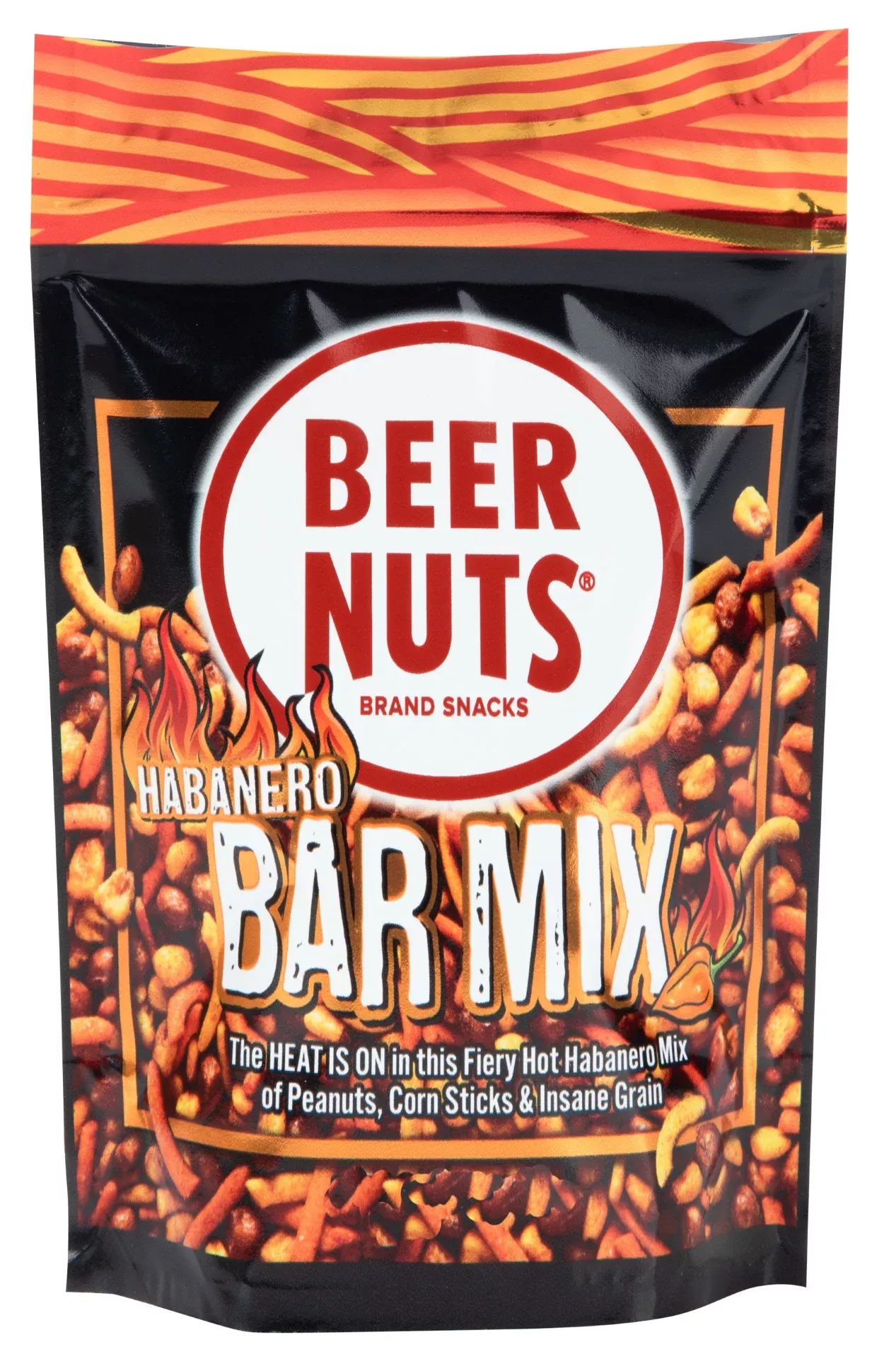 Beer Nuts Habanero Bar Mix Snack Bag 4 Ounce Size - 12 Per Case