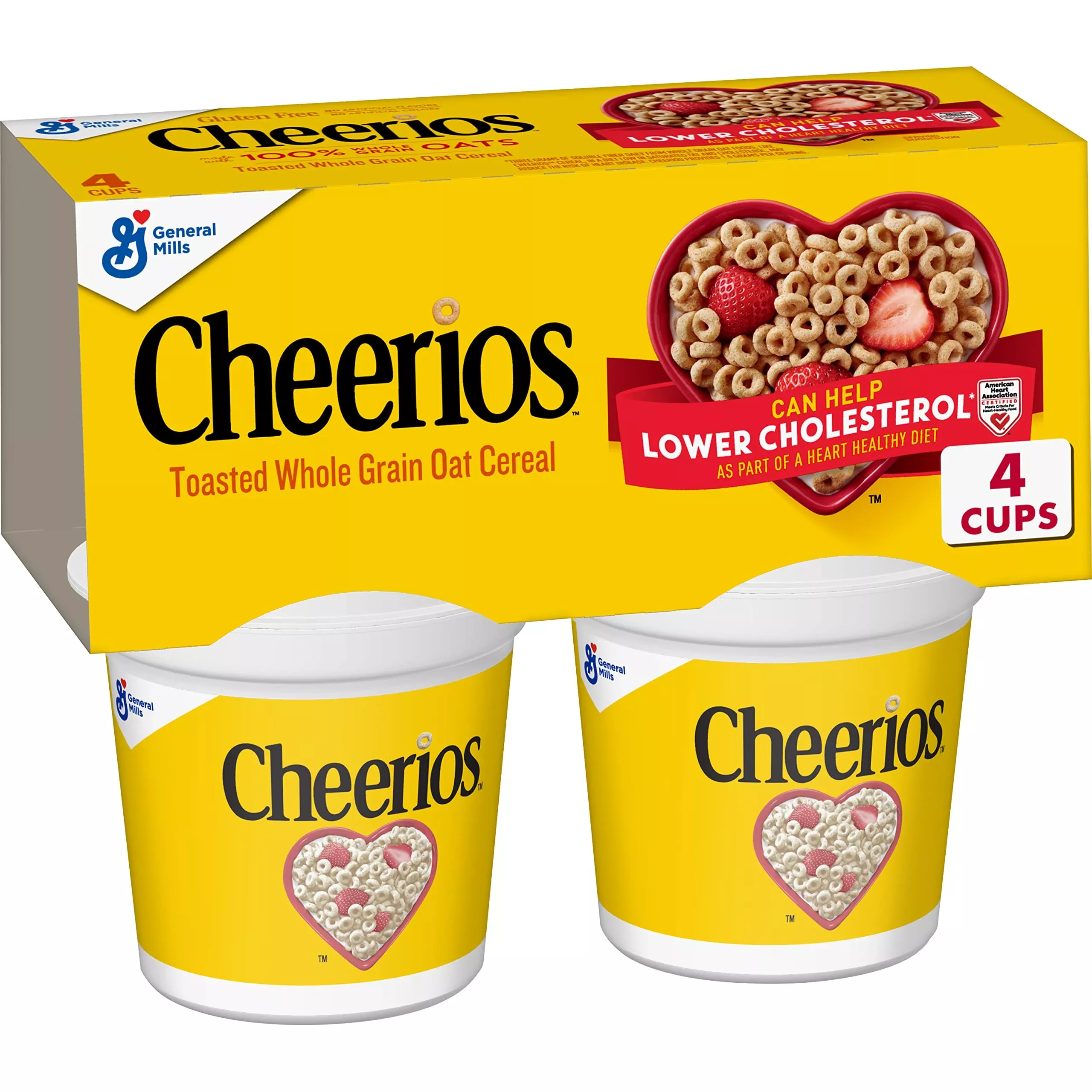 Big G Cereal Original Cheerios Gluten Free Cereal, 4Pk Cup 5.2Oz