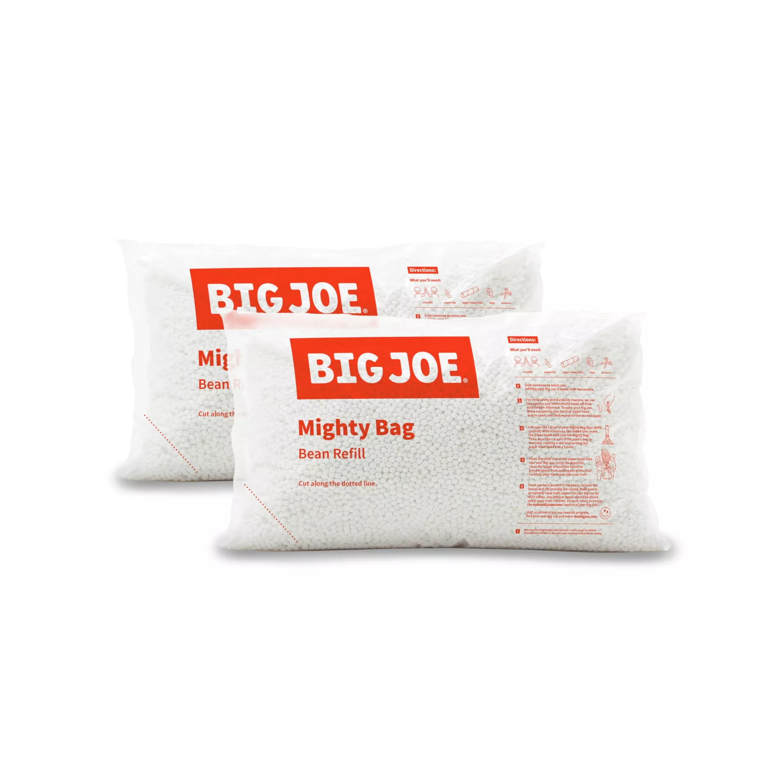 Big Joe Bean Refill, Polystyrene Beans For Bean Bags Or Crafts, 200 Liters, White