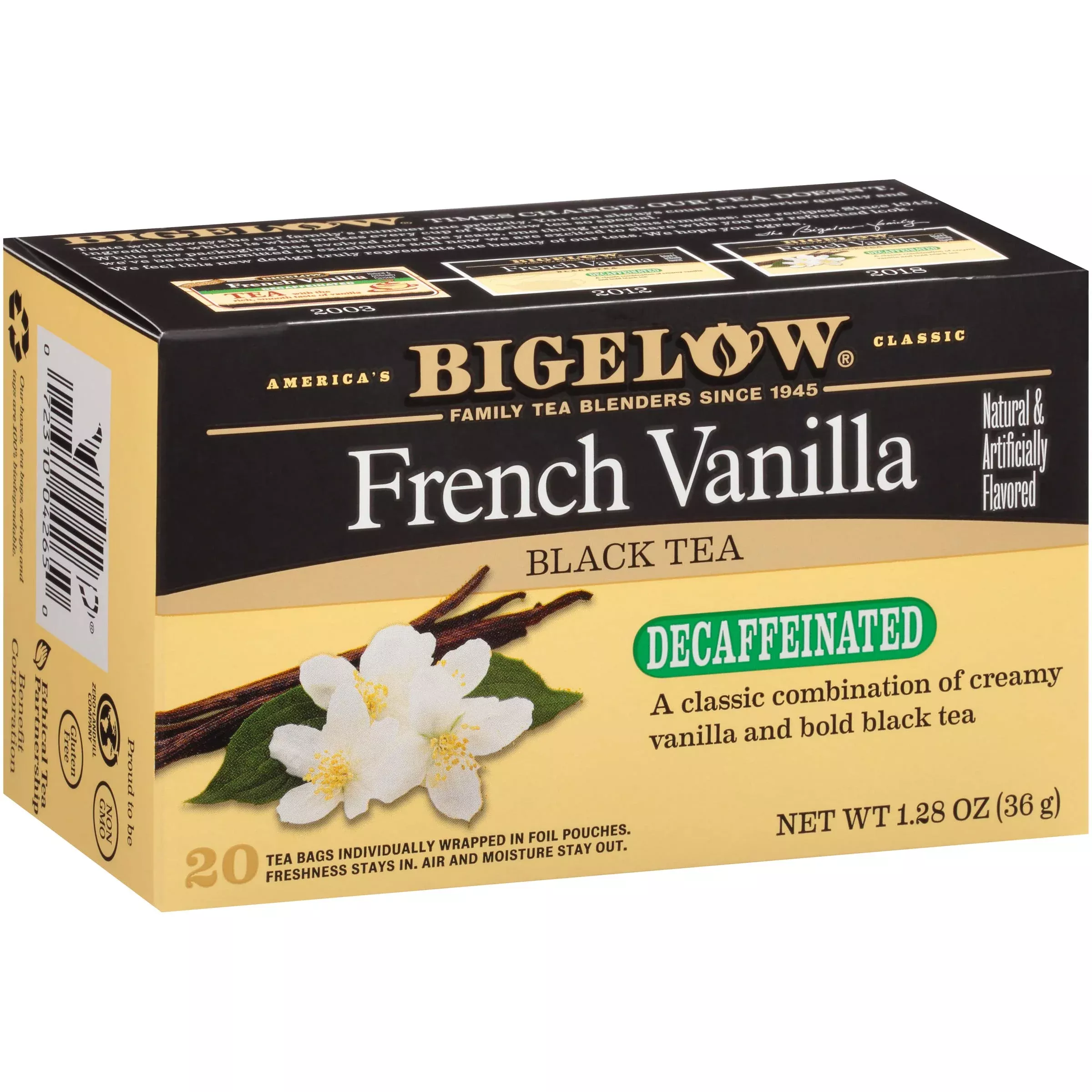 Bigelow Tea Decaffeinated French Vanilla Black Tea, Decaf Tea With French Vanilla, 20 Count Box (Pack Of 6), 120 Total Tea Bags