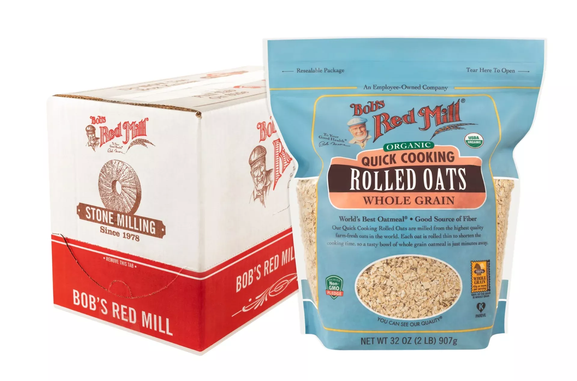 Bob's Red Mill Organic Quick Cooking Rolled Oats 32 Ounce Size - 4 Per Case