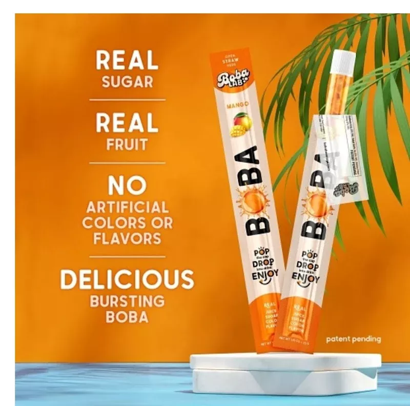 Boba Straw Mango Flavored Drinking Straws - 16ct