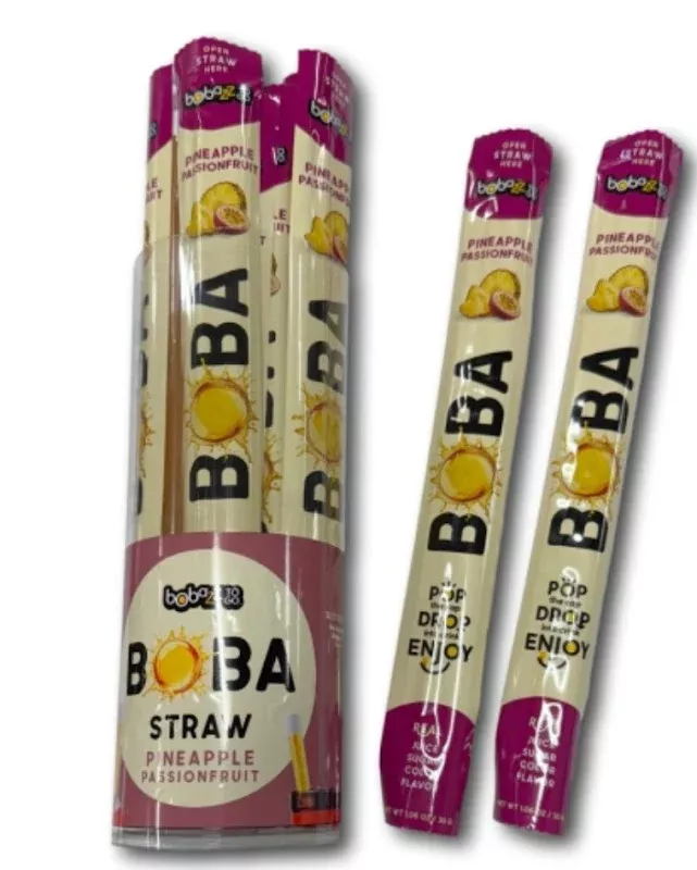 Boba Straw Pineapple Passionfruit Flavored Straws - 16ct