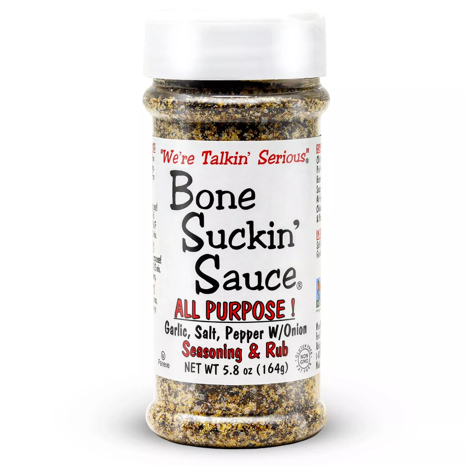 Bone Suckin Sauce All Purpose Seasoning & Rub Zero Calorie And Gluten Free With Garlic Salt Pepper And Onion (5.8 Oz)