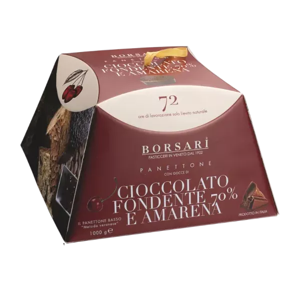 Borsari Dark Chocolate and Black Cherry Panettone, 35.2 oz | 1kg
