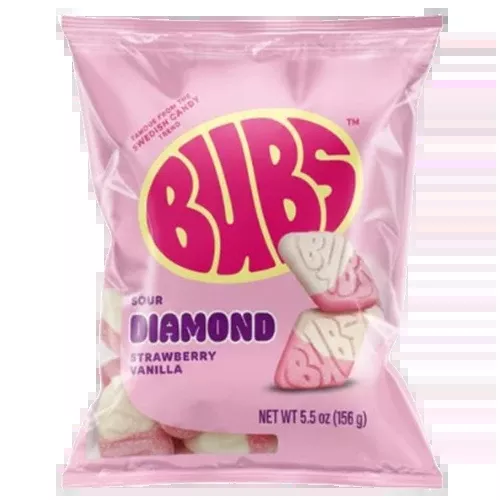 Bubs Sour Diamond Strawberry Vanilla 5.5 oz. Bag