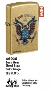 Buck Wear Red White Blue Brass Lighter