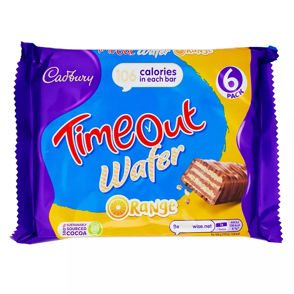 Cadbury Timeout Wafer Orange 6 pack - UK- 121.2g