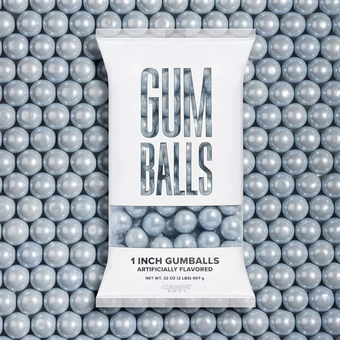 Candy Envy 1" Gumballs Shimmer Silver 2LB