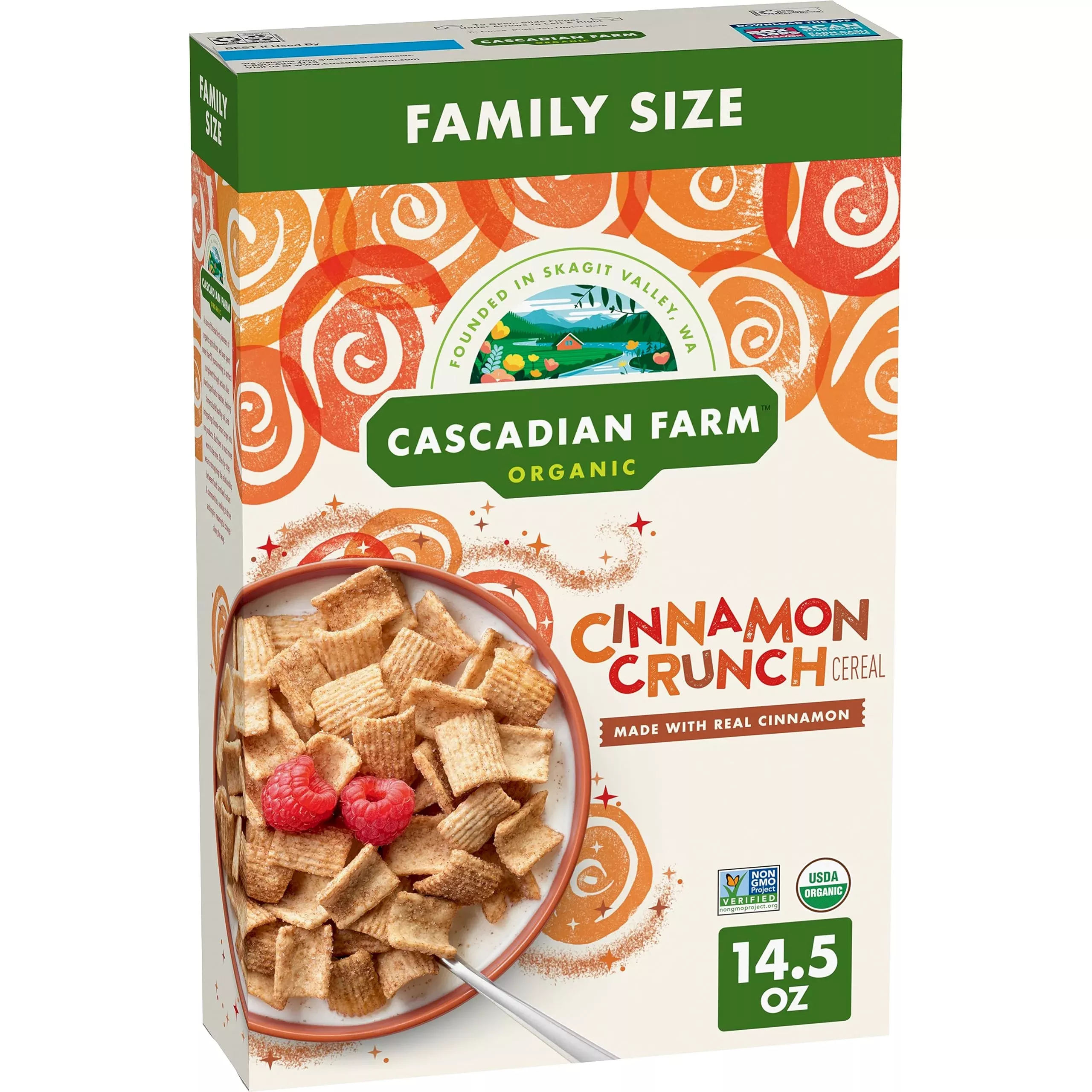 Cascadian Farm Organic Cinnamon Crunch Cereal, Value Size, 14.5 Oz.