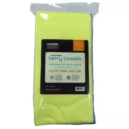 Central Textile Company Wiper Worx Microfiber Cloths Assorted Colors 15 - 12 Each - 15 Per Case