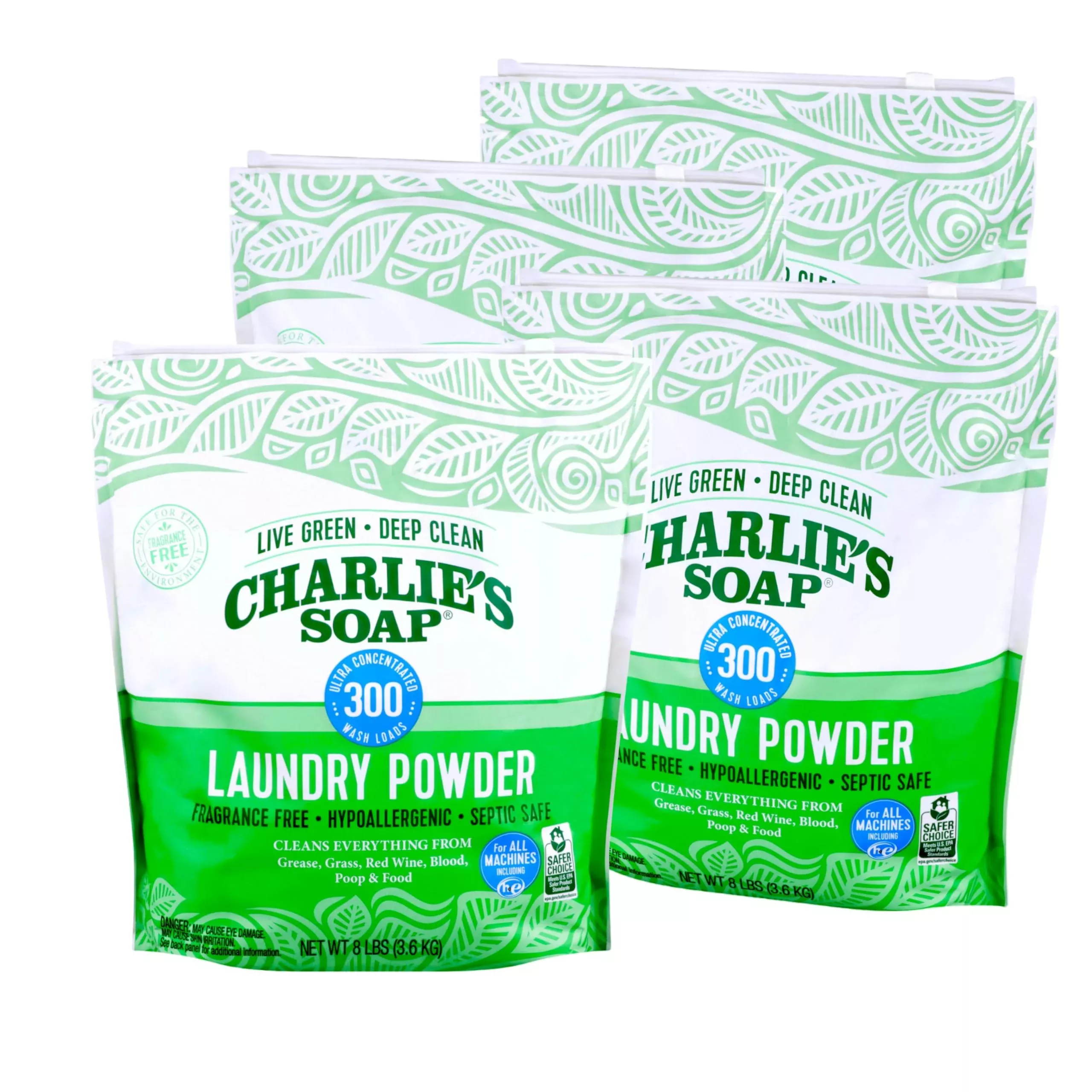 Charlies Soap Hypoallergenic Laundry Detergent Powder 8Lb Bag, Pack Of