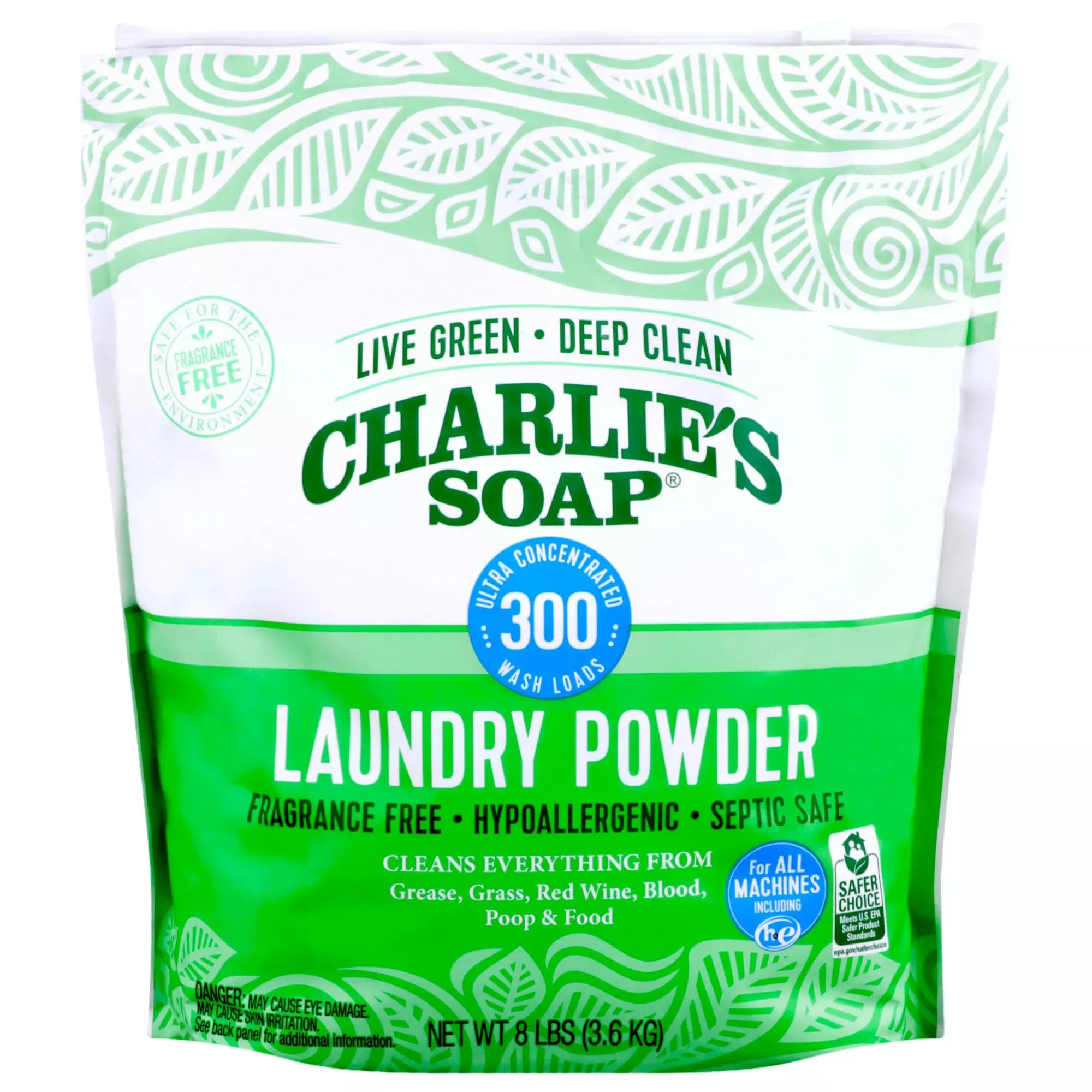 Charlies Soap Laundry Powder (300 Loads, 1 Pack) Hypoallergenic Deep C