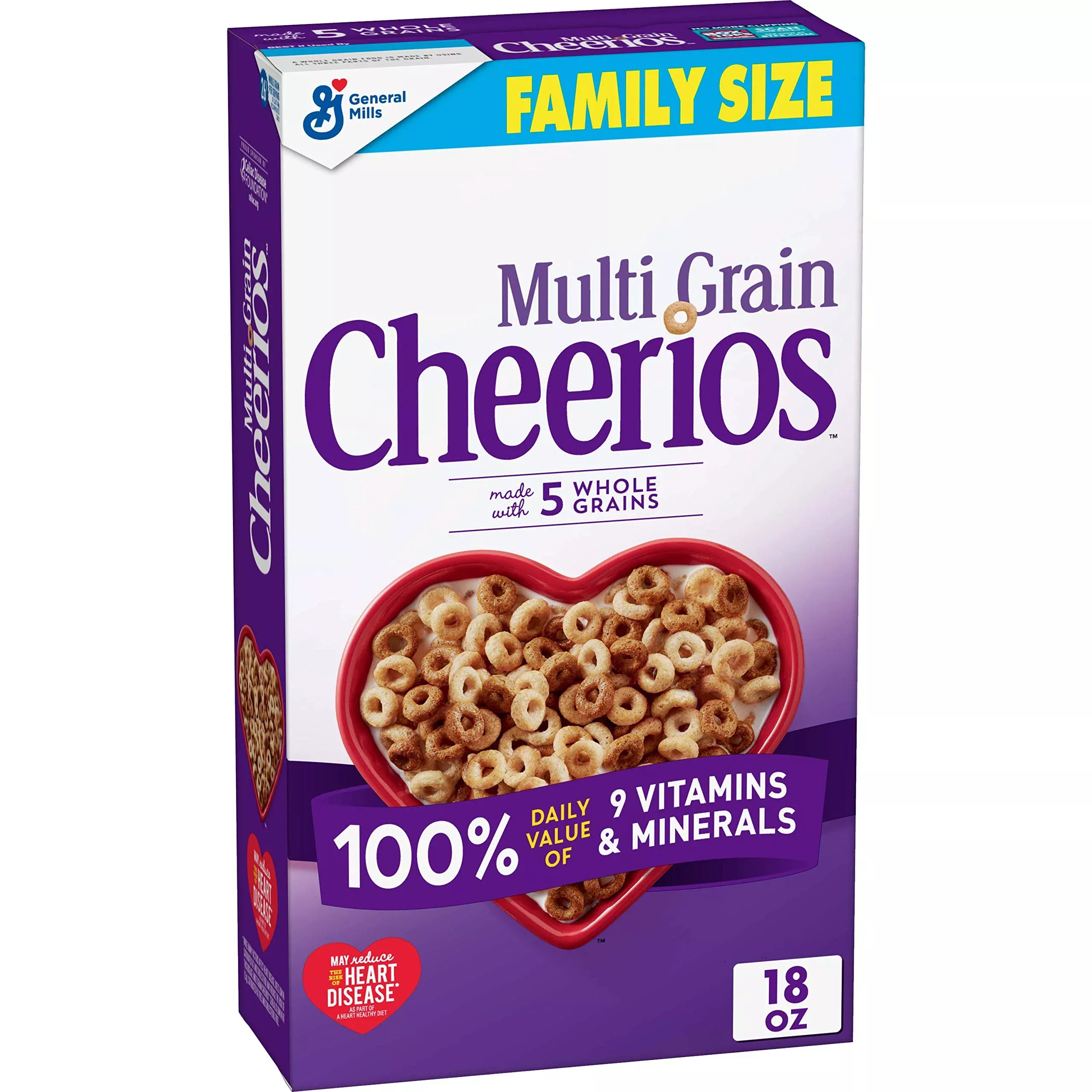Cheerios Multi Grain, Breakfast Cereal, Gluten Free, Whole Grain Oats, 18 Oz (Pack Of 8)