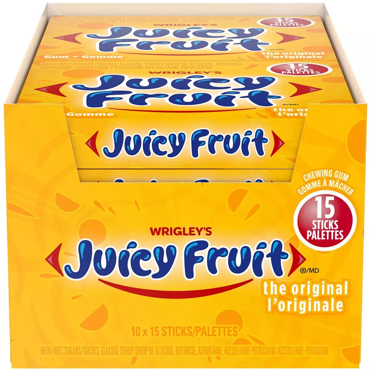 Chewing Gum Original Flavor - Bubble Gum - 15 Ct (Pack Of 10)