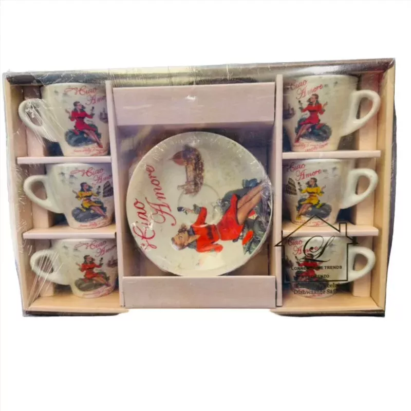 Ciao Amore Espresso Cups/Saucers -Set of 6