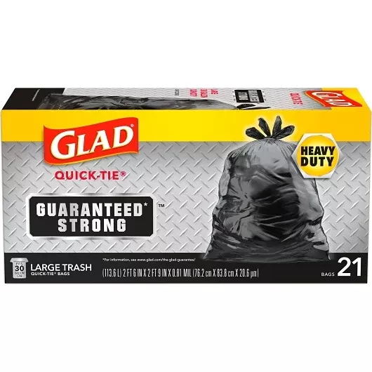 Clorox Prof. Prod. Cleaning Glad Bag Trash Quick Tie Black 9 - 21 Cnt - 21 Count - 9 Per Case