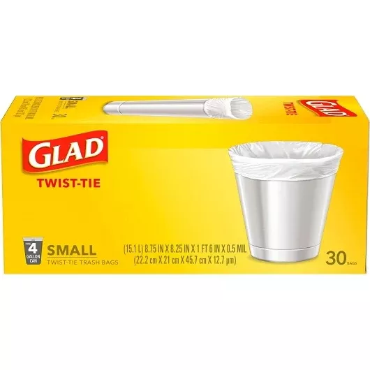Clorox Prof. Prod. Cleaning Glad Garbage Bag Flat Top Small 6 - 30 Cnt - 30 Count - 6 Per Case