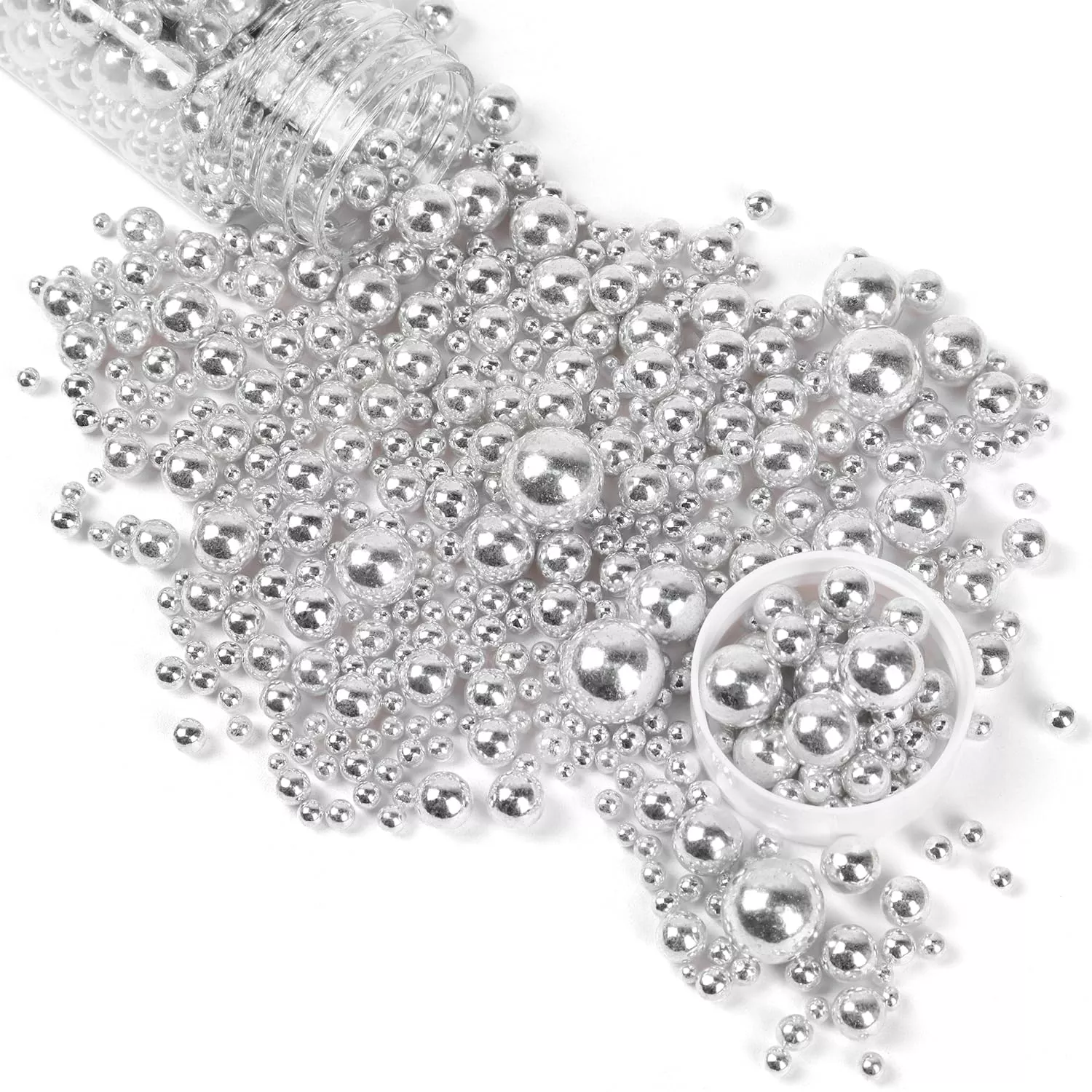 Cobakey Bright Silver Sprinkles For Cake Decorations 3.52 Ounce Silver Metallic Pearl Sugar Sprinkles For Cupcake Toppers Weddin