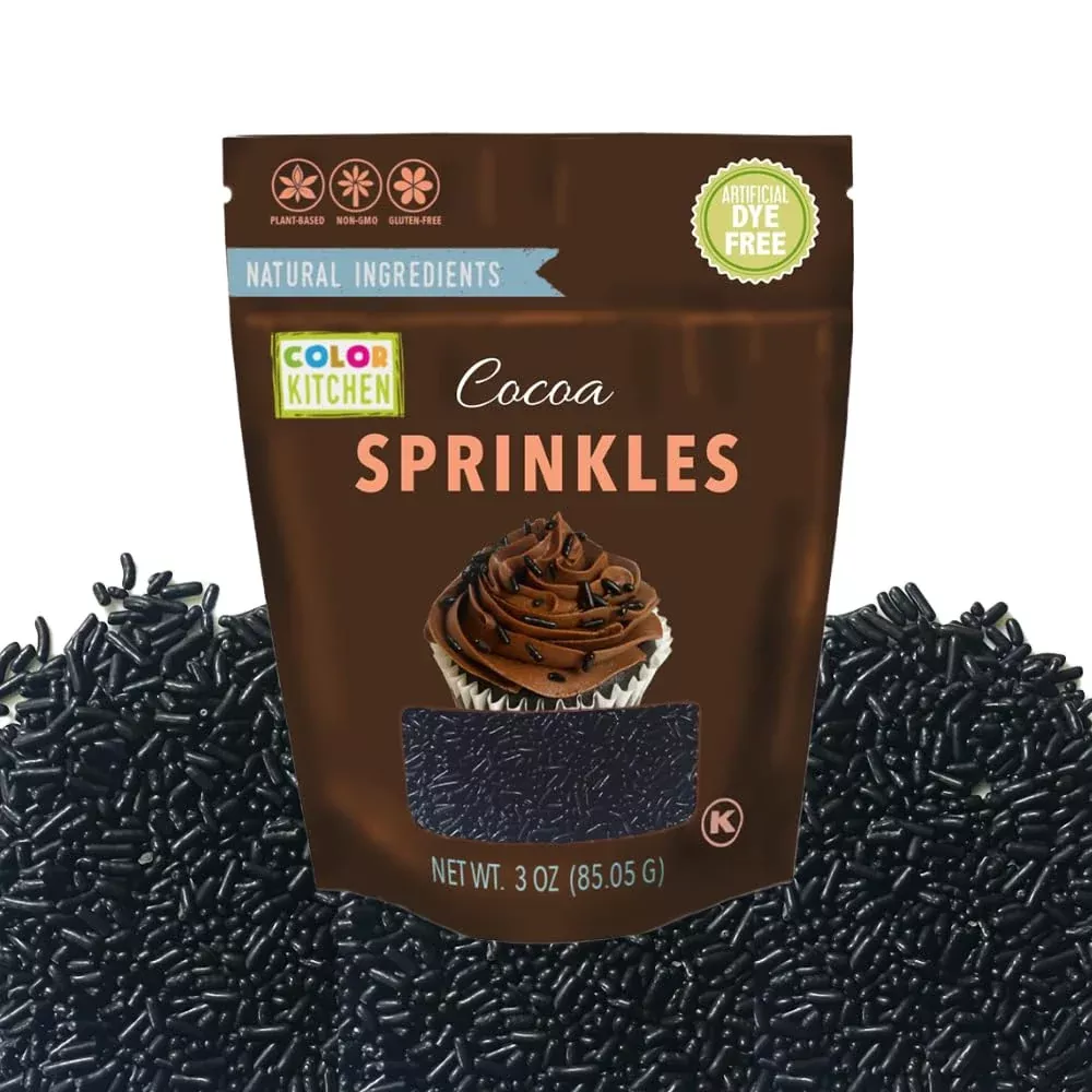 Colorkitchen Dark Cocoa Sprinkles Natural Ingredients Baking Cake Decorations, Ice Cream, Cookie, Artificial Dye-Free, Plant-Bas