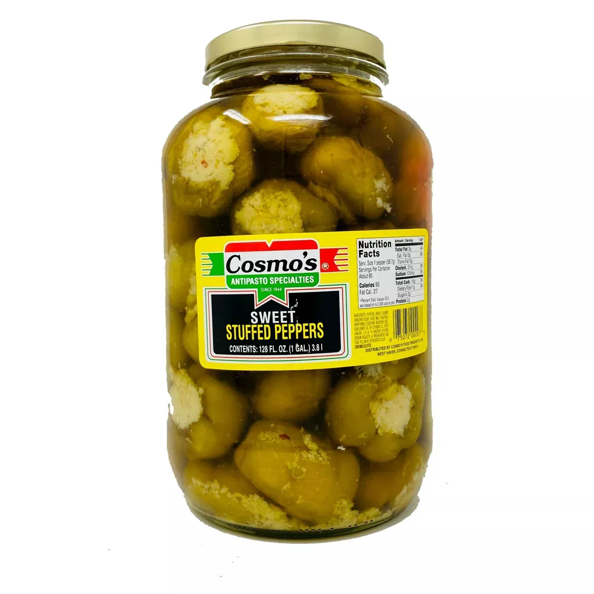 Cosmo's Hot Stuffed Peppers, 128 oz | 1 Gallon Jar