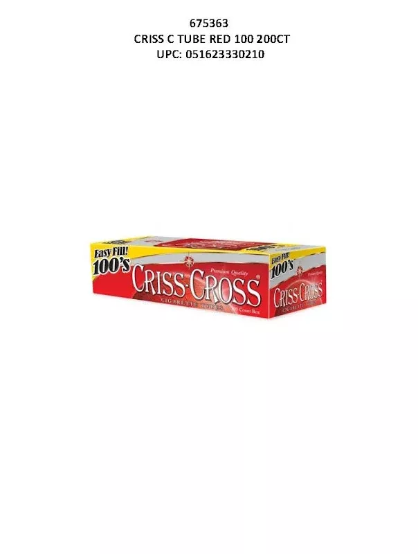 Criss Cross Cigarette Tubes Red 100mm - 200 Count
