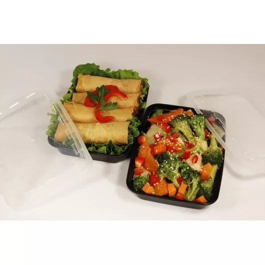 Cube Packaging Cubeware 12 Ounce Rectangular Container Black Base with Clear Lid