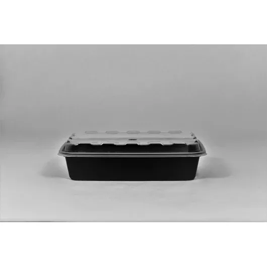 Cube Packaging Cubeware 16 Ounce Rectangular Container Black Base with Clear Lid