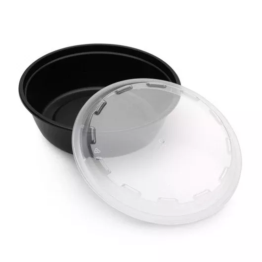 Cube Packaging Cubeware 24 Ounce Round Container Black Base with Clear Vented Lid