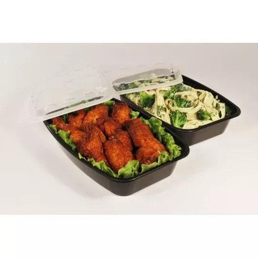 Cube Packaging Cubeware 28 Ounce Rectangular Container Black Base with Clear Lid