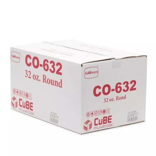 Cube Packaging Cubeware 32 Ounce Round Clear Container with Clear Lid