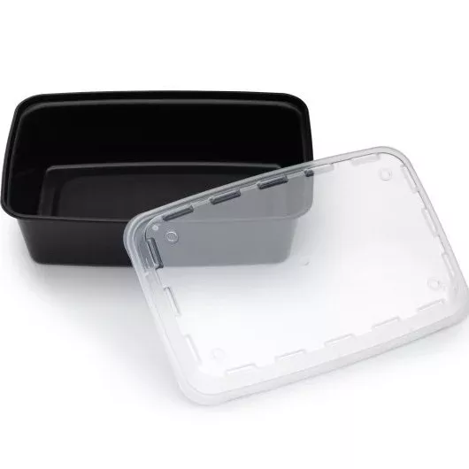 Cube Packaging Cubeware 38 Ounce Rectangular Black & Clear Vented Lid