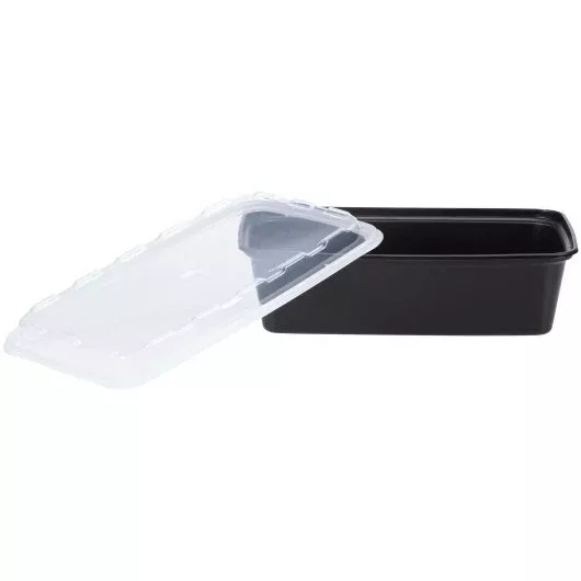 Cube Packaging Cubeware 38 Ounce Rectangular Container Black Base with Clear Lid