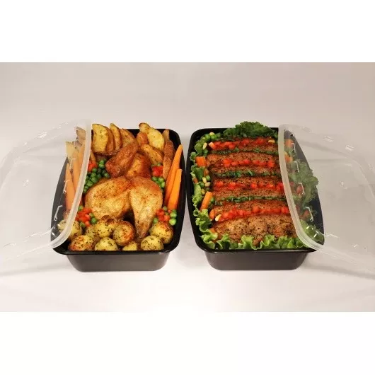 Cube Packaging Cubeware 56 Ounce Rectangular Container Black Base with Clear Lid